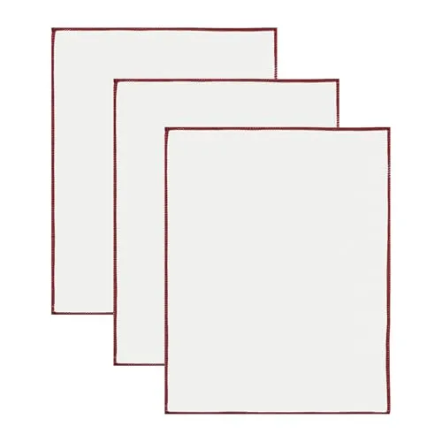 Zerabidpro 3 Stück Groß Mikrofaser Poliertuch für Glas,60 x 40 cm, Streifenfrei und Fusselfrei, Weiß mit Rotem Rand, für Weingläser und Hochglanzoberflächen