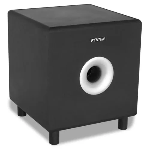 Fenton SHFS10B Subwoofer aktiv 10 Zoll, 200 Watt Sub Woofer, Integrierter Verstärker, Bass Box, Perfekt zum Aufrüsten Ihrer Stereoanlage, HiFi, TV, Heimkinosystem