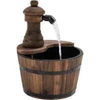 Outsunny Gartenbrunnen - Vintage Wasserspiel aus Naturholz - Gartenbrunnen im Landhausstil, wetterbeständig und ideal für Innen- und Außenbereich. Regulieren Sie den Wasserfluss für eine beruhigende Geräuschkulisse.