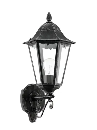 EGLO NAVEDO Wandleuchte, klar 93457 - Stilvolle Außenbeleuchtung - Lampen: Außen-Wandleuchte im klassischen Laternen-Design, spritzwassergeschützt (IP44) und ideal für Hauseingänge, Terrassen oder Balkone.