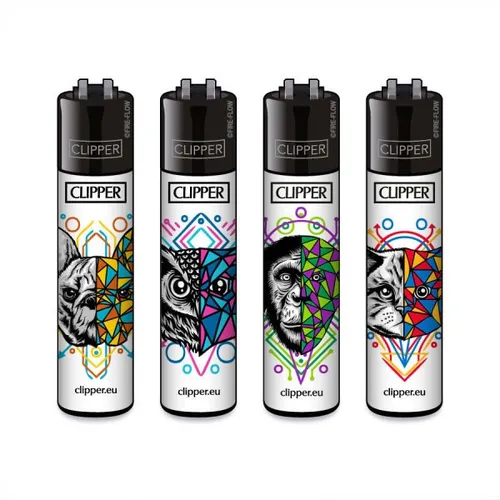 Clipper Reibradfeuerzeuge Geometrical Animals, 4 Stück