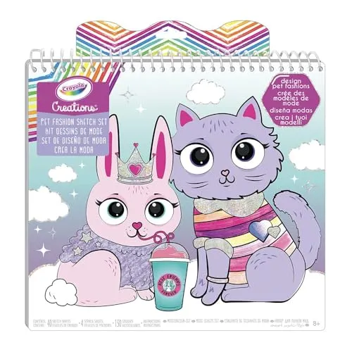 CRAYOLA Creations Welpen Fashion-Design Malbuch – Mit 40 Seiten, Schablonen und 150 Stickern – Kreatives Bastelset für Kinder ab 6 Jahren