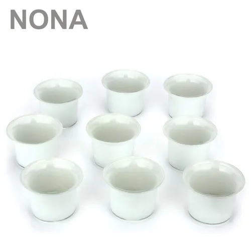 Set neun NONA Teelicht-Gläser 4,5 cm - WEISS - Teelichthalter Kerzen-Gläser