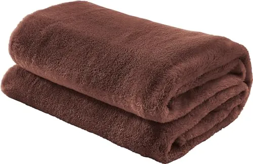 Erwin Müller Teddy-Fleece-Wohndecke Salerno, Fleece-Decke, Kuscheldecke Dunkelbraun Größe 130x170 cm - flauschig weich, pflegeleicht