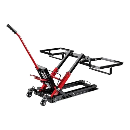 Wiltec Hydraulik-Heber 3 in 1 - Vielseitige Motorradhebebühne - Motorradhebebühnen mit hoher Traglast bis 300 kg, ideal für Motorräder, ATVs und Rasenmäher. Die maximale Hubhöhe von 53 cm sorgt für komfortables Arbeiten.