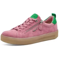 Tamaris Comfort Damen Sneaker flach mit Reißverschluss - Rosa (Rose/Green), 39 EU - Damen-Sneaker mit T-flow-Technologie für federleichten Komfort und herausnehmbarer Einlegesohle, ideal für den ganzen Tag.