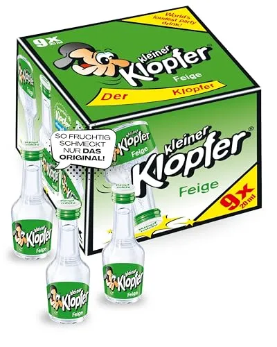 Kleiner Klopfer Feige I Feigenlikör in 9 Mini-Flaschen à 20 ml I Fruchtiger Likör mit süßlicher Feigen-Note I 17% Vol. I Fruchtlikör-Set für Geburtstag & Karneval