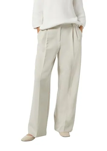 Comma Hochwertige Stoffhose mit Wide Leg und Detail am Bund in beige von comma,