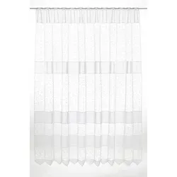 Gardinen Kranzusch Scheibengardine Jacquard mit verschlungen Linien (1 St), Stangendurchzug, transparent, Stablöcher,transparent,verschiedene Höhen, Breiten weiß 37.5 cm x 180 cm
