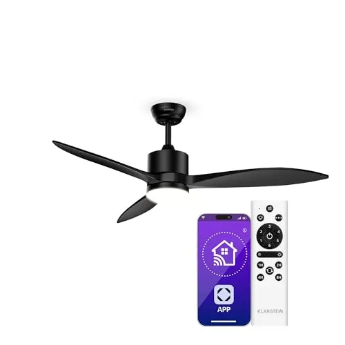 Klarstein Bodenventilator SkyBreeze mit Licht - Der Klarstein SkyBreeze Deckenventilator vereint elegantes Design und Funktionalität. Mit Fernbedienung, App-Steuerung und 6 Leistungsstufen sorgt er für ein optimales Raumklima in Innen- und Außenbereichen.