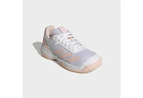 adidas Performance COURTFLASH KIDS Tennisschuh für Hartcourt, All-Court in Weiß (38,5 EU) - Sportlicher Tennisschuh für Kids, ideal für verschiedene Platzarten. Fällt klein aus, bitte eine Größe größer bestellen. Mit strapazierfähigem Obermaterial für besten Tragekomfort.