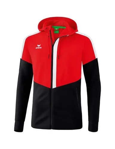 Erima Trainingsjacke Squad mit Kapuze für Herren - rot/schwarz/weiss, Größe XXXL - Sportliche Kapuzenjacke mit funktionellem Material für besten Tragekomfort. Ideal für Training und Freizeit, mit seitlichen Reißverschlusstaschen und stylischen Rippbündchen.