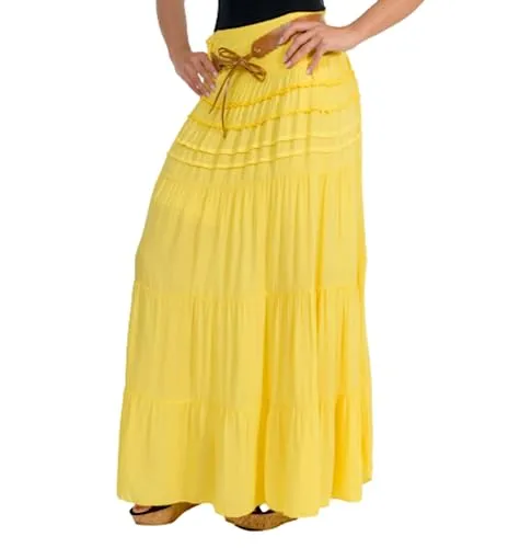 Malito Maxi Rock Damen - Bodenlanger Baumwollrock mit Strickmuster & Kunstleder Gürtel - Röcke für Damen, luftiger Sommerrock aus 95% Baumwolle für hohen Tragekomfort, inklusive stylischem Kunstleder Gürtel für einen modischen Akzent.