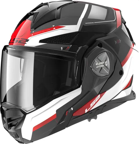 LS2 Klapphelm Motorrad ADVANT X Spectrum Schwarz Weiß Rot, Größe L