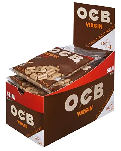 OCB Unbleached Slim Virgin Filter 6 mm x 16 mm, 1500 St., Biologisch abbaubar, Zellulose, Raucherpapier