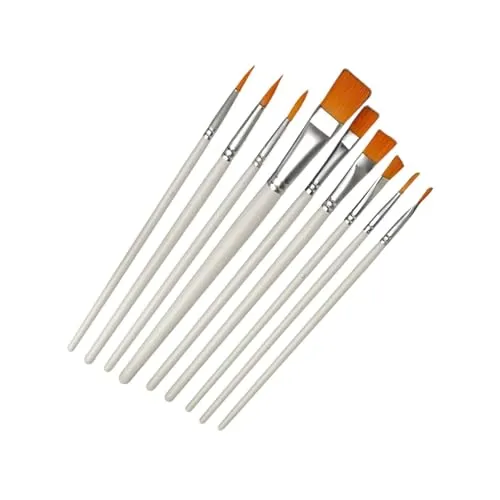 Malpinsel Set, 10 Stück, Pinselset, Pinsel, Künstlerpinsel, Verschiedene Größen, Malzubehör, Feine Detail Pinsel, Schulmalpinsel, Weiß