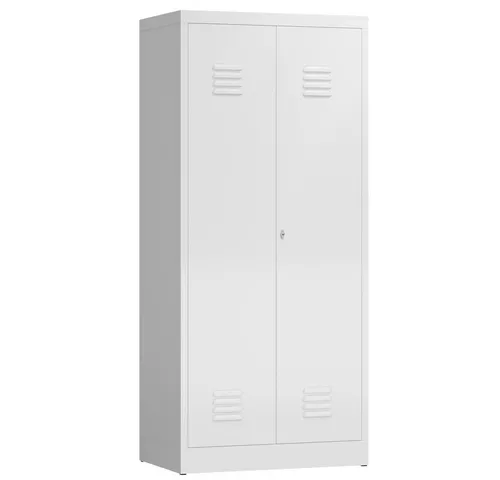 Steelboxx Mehrzweckschrank Spind 1800 x 800 x 500 mm - Hochschrank mit 2 Abteilen, ideal für Umkleiden und Pausenräume. Praktische Kombination aus Fachböden und Kleiderstange, komplett verschweißt und sofort einsatzbereit.