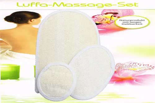 Luffa-Massage-Set Schwamm Natur Loofah Duschschwamm Badeschwamm Scrubber 3 Tlg.