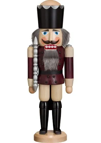 Seiffener Volkskunst Nussknacker König lasiert aubergine (38cm) - Traditioneller Nussknacker aus Erzgebirge, 38 cm hoch, mit kunstvoller auberginefarbener Königsuniform und Hebeltechnik für müheloses Nüsseknacken – ideal für die Adventszeit und als Geschenk.