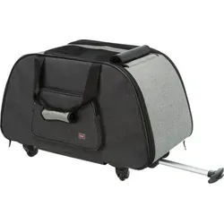 Trixie 28949 Trolley für Hunde, 34 × 43 × 67 cm, schwarz/grau - Praktische Hundebox mit von vorne und oben zu öffnenden Zugang, komplett versenkbarem Teleskopgriff - ideal für Reisen mit Ihrem Haustier.