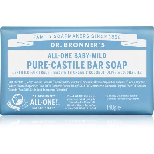 Dr. Bronner's Reine Naturseife Baby-Mild 140 g - Hautpflege für sanfte Reinigung, ideal für empfindliche Haut. 100% biologisch abbaubar und vegan, ohne synthetische Zusätze.