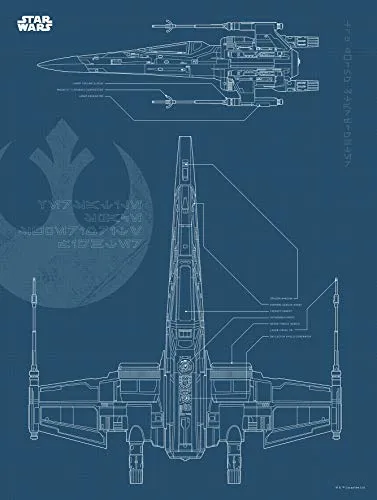 Komar Wandbild | Star Wars Blueprint X-Wing | Kinderzimmer, Jugendzimmer, Dekoration, Kunstdruck | ohne Rahmen | WB179-30x40 | Größe: 30 x 40 cm (Breite x Höhe)