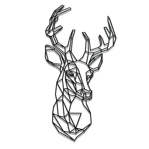 tuning-art Wanddekoobjekt WB02-BLK Wanddekoration Deko Metallschild Hirsch Schwarz Wandkunst