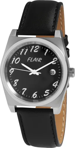Flair Herrenuhr mit Echtlederarmband und Datumsanzeige - Elegante Herrenuhr mit hochwertigem Quarzuhrwerk und robustem Edelstahlgehäuse. Ideal für den täglichen Einsatz – stilvoll und zuverlässig.