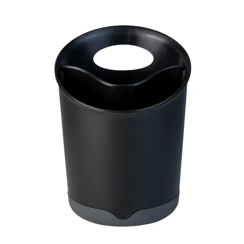 Kochblume Utensilienbehälter - Praktischer Utensilienbehälter in Schwarz, der Küchenhelfer stilvoll aufbewahrt und gleichzeitig als Getränkekühler dient. Inklusive Silikonfuß als Löffelablage – ideal für jede Küche!