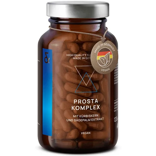 PROSTA Kapseln mit Saw Palmetto und Kürbiskern - Vitamine & Mineralien – Vegane Kapseln für allgemeines Wohlbefinden, mit hochwertigen Inhaltsstoffen wie Sägepalme und schwarzem Knoblauch, 120 Kapseln.