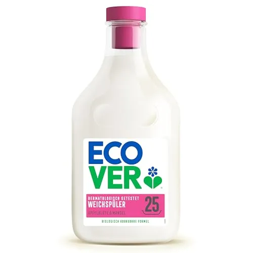 Ecover Weichspüler, für weiche und duftende Wäsche, Apfelblüten- und Mandelduft, 750ml, 25 Waschladungen