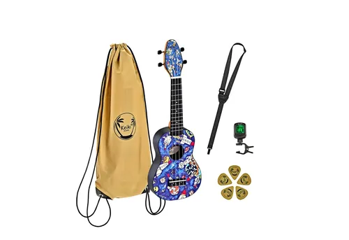 Ortega K2-SP Sopran Ukulele Pack - Sonstige Zupfinstrumente mit Agathis-Decke und ABS-Korpus für hellen Klang. Ideal für Einsteiger, inklusive Tasche, Stimmgerät, Gurt und Plektren.