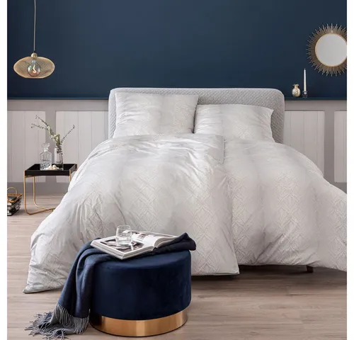 Estella Mako-Interlook-Jersey Bettwäsche Juri 6928, natur, 155x220cm - Bettwäsche für Erwachsene im modernen Stil, aus 100% Baumwolle, mit praktischem Reißverschluss und für 60° Wäsche geeignet – ideal für ein gemütliches Schlafzimmer.