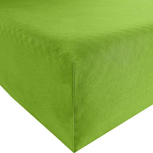 REDBEST Jersey-Stretch Spannbettlaken San Francisco 100% Baumwolle, apfelgrün Größe 90x190 cm - 100x200 cm - weiche Qualität, bügelfrei, Rundumgummi, bis 20 cm Höhe