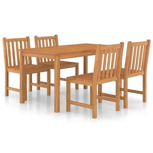 vidaXL 5-teiliges Garten-Ess-Set aus Teakholz - Dieses stilvolle Garten-Ess-Set aus hochwertigem Teakholz bringt natürlichen Charme in dein Zuhause. Robust und wetterbeständig, ideal für drinnen und draußen. Perfekt für gesellige Stunden im Freien!