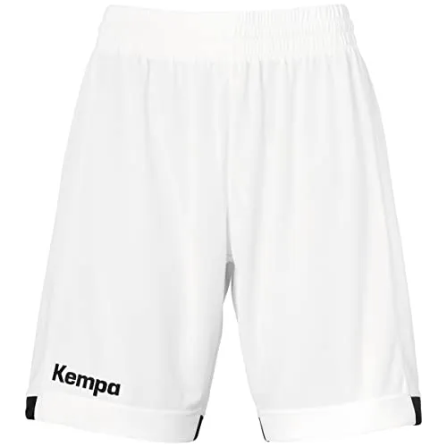 Kempa Damen Player Long Women Kurze Hose Shorts Für Sport Fitness Gym Basketball Handball Jogginghose Mit Elastischem Bund, Weiß/Schwarz, XS EU