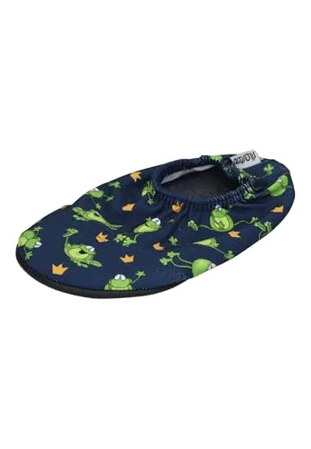 Slipstop Kinder Hausschuhe Badeschuhe KERMIT Frosch blue, Größe:21/23 EU