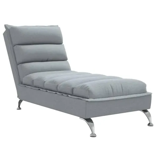 vidaXL Chaiselongue mit Kissen Hellgrau Stoff - Gartenmöbel: Elegante Chaiselongue aus strapazierfähigem Stoff, ideal für gemütliche Stunden im Freien. Verleiht deinem Garten eine moderne Note und bietet hohen Komfort.