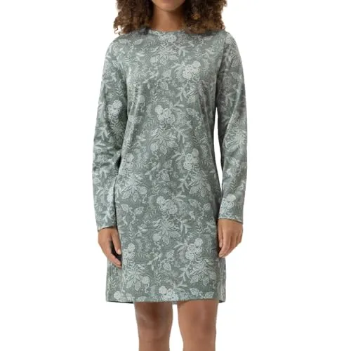 Mey Nachtwäsche Serie Painted Paisley Damen Nachthemden Dusty Teal S(38) - Elegantes Nachthemd mit langem Arm und angenehmem Tragegefühl. Ideal für entspannte Nächte und stilvolle Erholung.