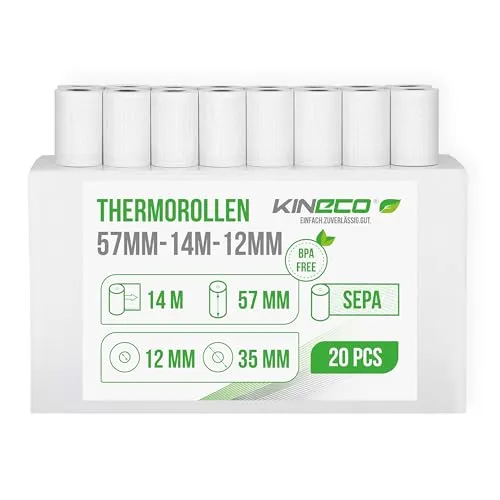 Kineco Ec-Cash Thermorollen 57mm x 14m x 12mm, (20 Stück)