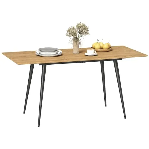 HOMCOM Ausziehbarer Esstisch 120/160 cm - Moderner Esszimmertisch für 6-8 Personen mit flexiblem Design und stabilen Stahlbeinen. Ideal für Dinnerpartys oder gemütliche Zusammenkünfte.