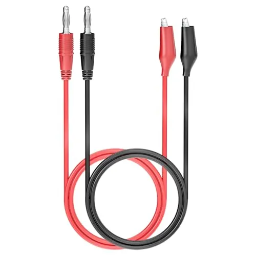 Cleqee 4mm Bananenstecker auf Krokodilklemme Messleitungen Krokodilklemmen Kupfer Weiches Flexibles Kabel Draht Set 2 Stück Rot Schwarz