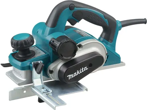 Makita Hobel KP0810J - 850 W Elektrohobel für präzises Hobeln - Elektrohobel mit 850 W Leistung, stufenlos einstellbarer Spanabnahme bis 4 mm und hoher Drehzahl von 16000 U/min. Ideal für ein perfektes Finish und komfortables Arbeiten.