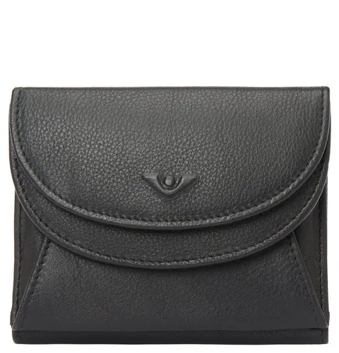 VLD Geldbörse Wienerschachtel NANETTE, schwarz - Elegante Lederbörse - Geldbörse aus hochwertigem Leder mit Baumwoll-Mischgewebe, kompakt und stilvoll in der Größe 12x9.5x3 cm, perfekt für den täglichen Gebrauch.