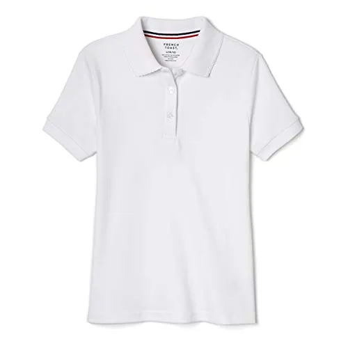 French Toast Polo para niña, Manga Corta Con Cuello Picot, Blanco, 14