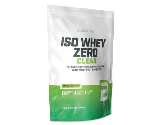 BioTech USA Iso Whey Zero Clear 1000g Pulver - Whey Protein Isolat in erfrischender Getränkekonsistenz, zuckerfrei und ideal für aktive Sportler, die Abwechslung in ihrer Ernährung suchen.