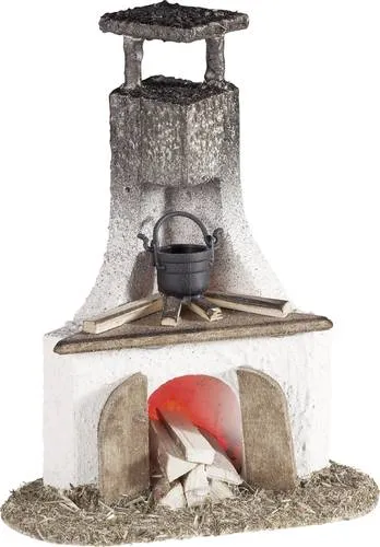 Kahlert Licht 40648 Krippenkamin - 3.5 V mit Beleuchtung, ideal für stimmungsvolle Weihnachtskrippen und effektvolles Brandflackern