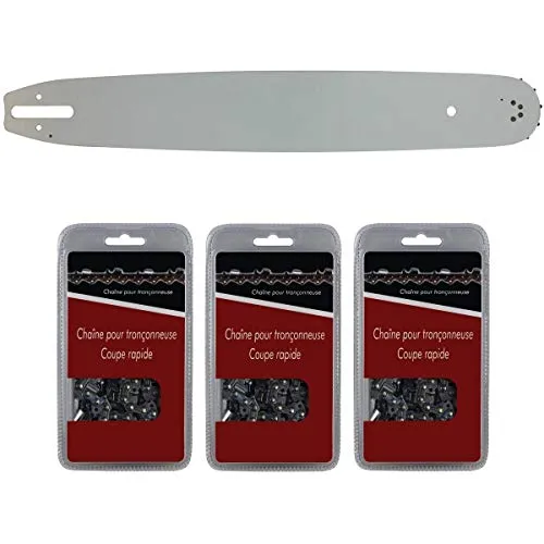 GT Market Führungsschiene 40 cm (16 Zoll) + 3 Sägeketten 3/8', 1,6mm, 60 Treibglieder, kompatibel mit Stihl MS 291, MS311, MS391