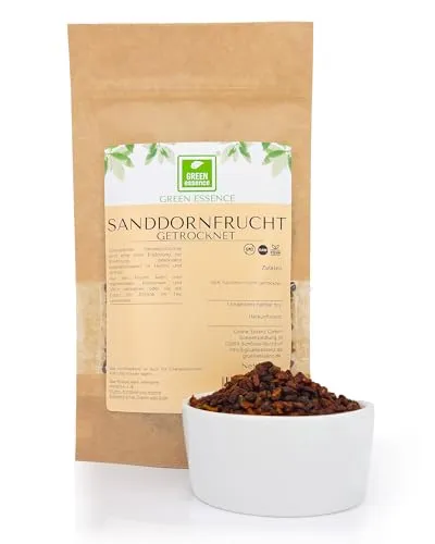 Sanddorn Trockenfrüchte ganz 100g von der Grünen Essenz