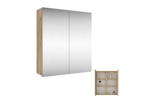 Spiegelschrank Merkur ohne Leuchte - anthrazit, 60 cm - Spiegelschrank Merkur: Moderner Spiegelschrank mit viel Stauraum und drei verstellbaren Einlegeböden für eine optimale Organisation Ihrer Badutensilien.